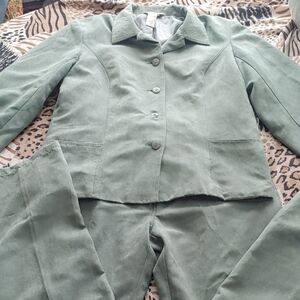 Northern Reflections Green Faux Suede Jacket & Pants Sz Lg